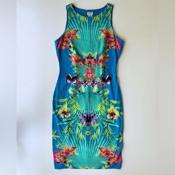 Cache Stretch Tropical Sleeveless Multicolor Sheath Dress Size S - Picture 2 of 8